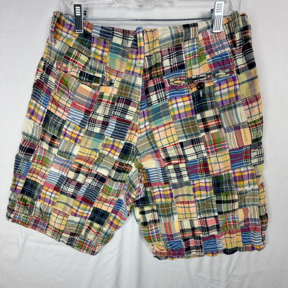 J.Crew Mens Patchwork Madras Plaid Shorts Multi-Color 100% Cotton Size 32W - Picture 8 of 9